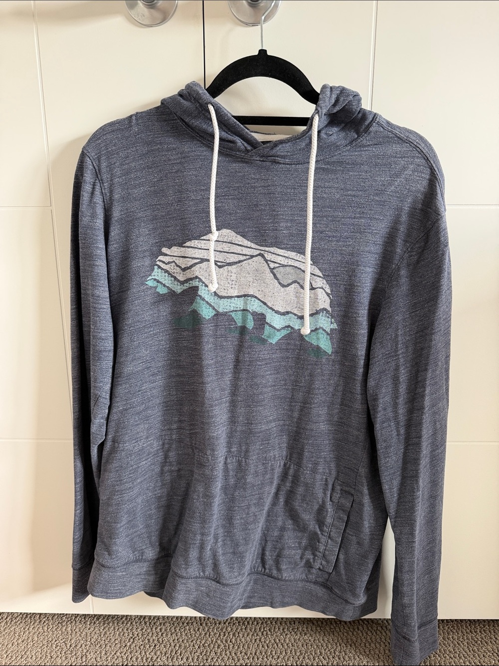 urban pipeline Men's Heather Slate Blue Hooded Pullover with Mountain Graphic